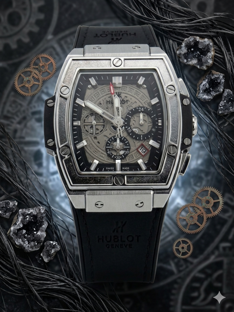 HB - 02 Spirit of Big Bang Titanium Black Rubber Chronograph Watch