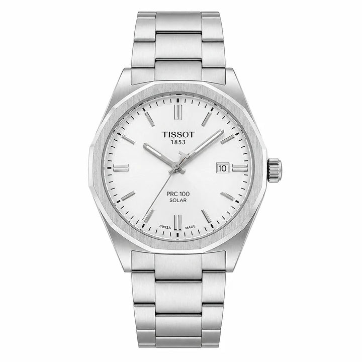 PRC 100 Solar Men's Watch – Silver White Dial Stainless Steel Bracelet