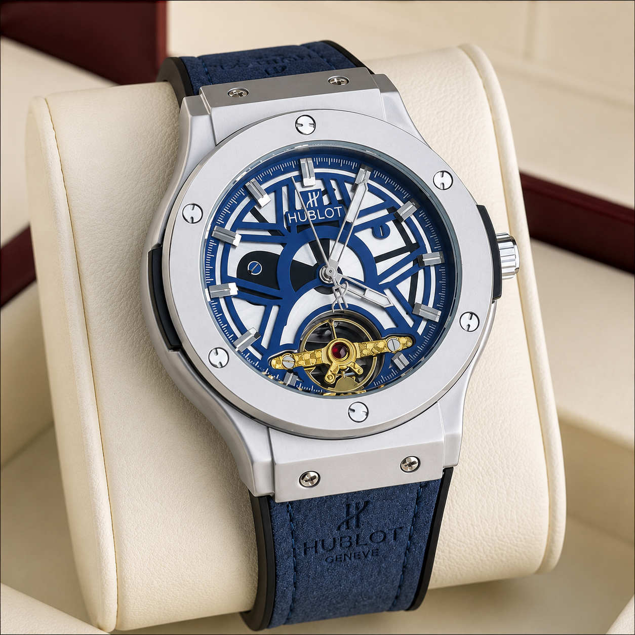 HB - 03 Skeleton Tourbillon Automatic Watch | Hublot Style | 6 Colors | Back Glass | Free Box