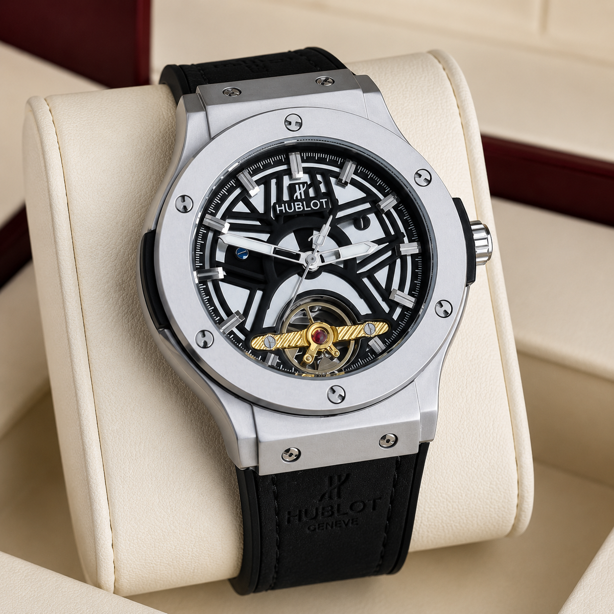 HB - 03 Skeleton Tourbillon Automatic Watch | Hublot Style | 6 Colors | Back Glass | Free Box