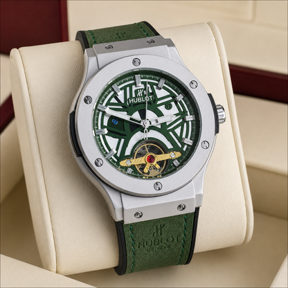 HB - 03 Skeleton Tourbillon Automatic Watch | Hublot Style | 6 Colors | Back Glass | Free Box