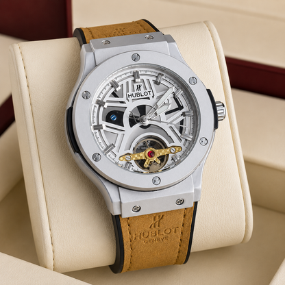 HB - 03 Skeleton Tourbillon Automatic Watch | Hublot Style | 6 Colors | Back Glass | Free Box