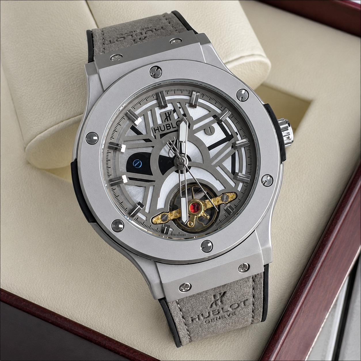 HB - 03 Skeleton Tourbillon Automatic Watch | Hublot Style | 6 Colors | Back Glass | Free Box