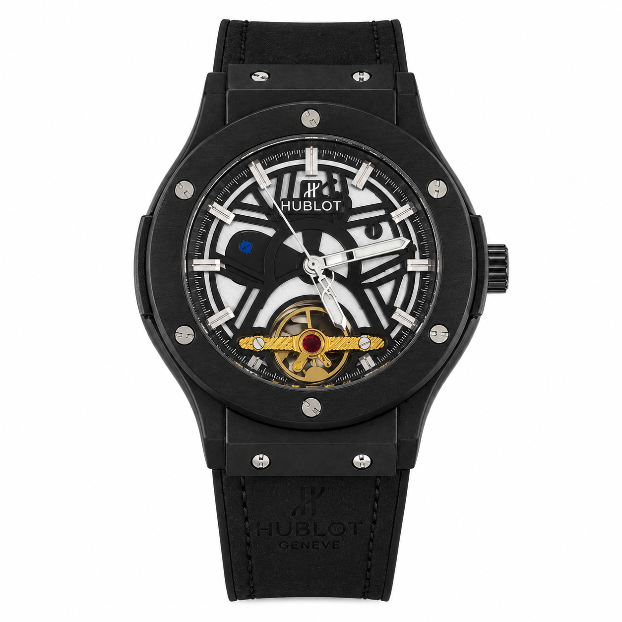 HB - 03 Skeleton Tourbillon Automatic Watch | Hublot Style | 6 Colors | Back Glass | Free Box