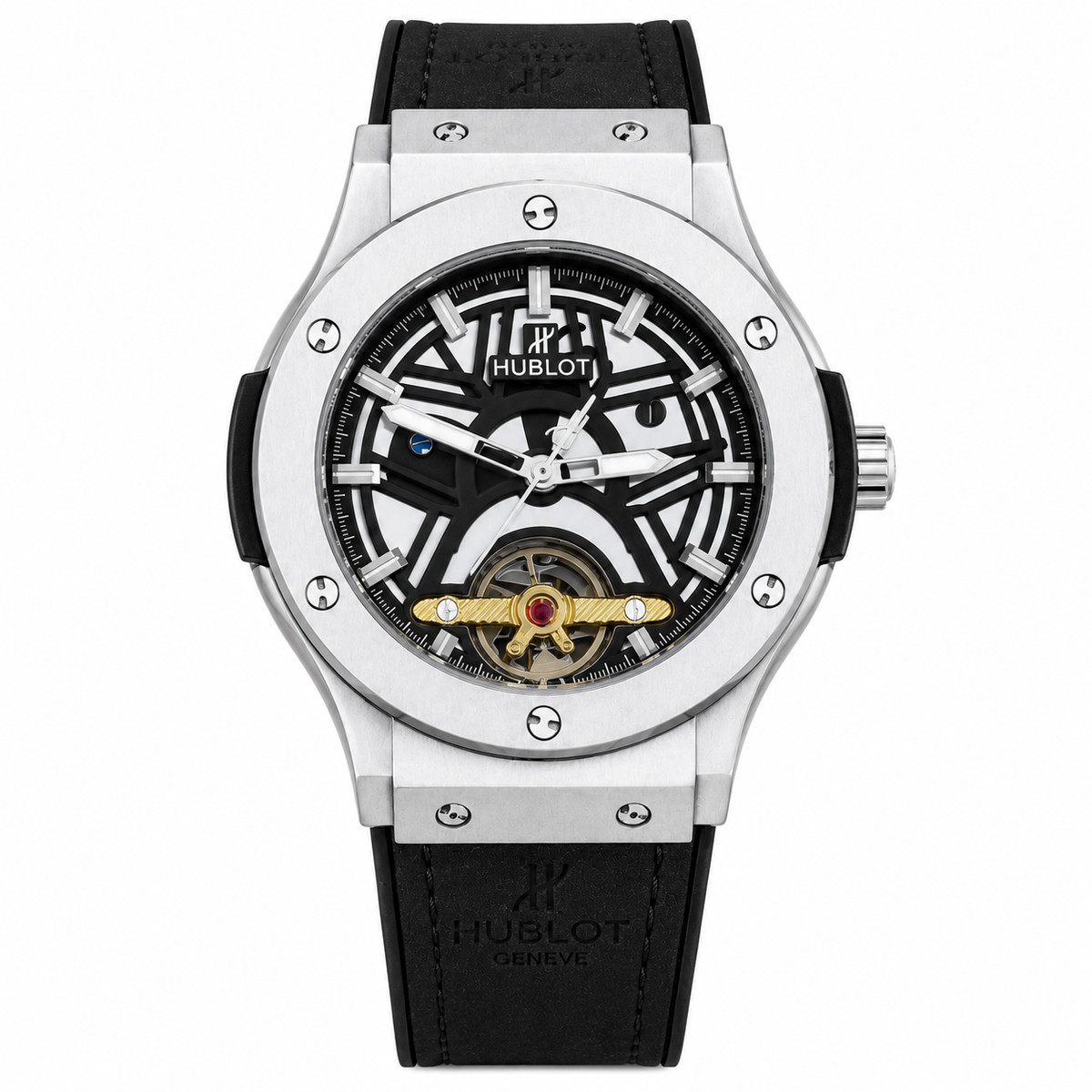 HB - 03 Skeleton Tourbillon Automatic Watch | Hublot Style | 6 Colors | Back Glass | Free Box