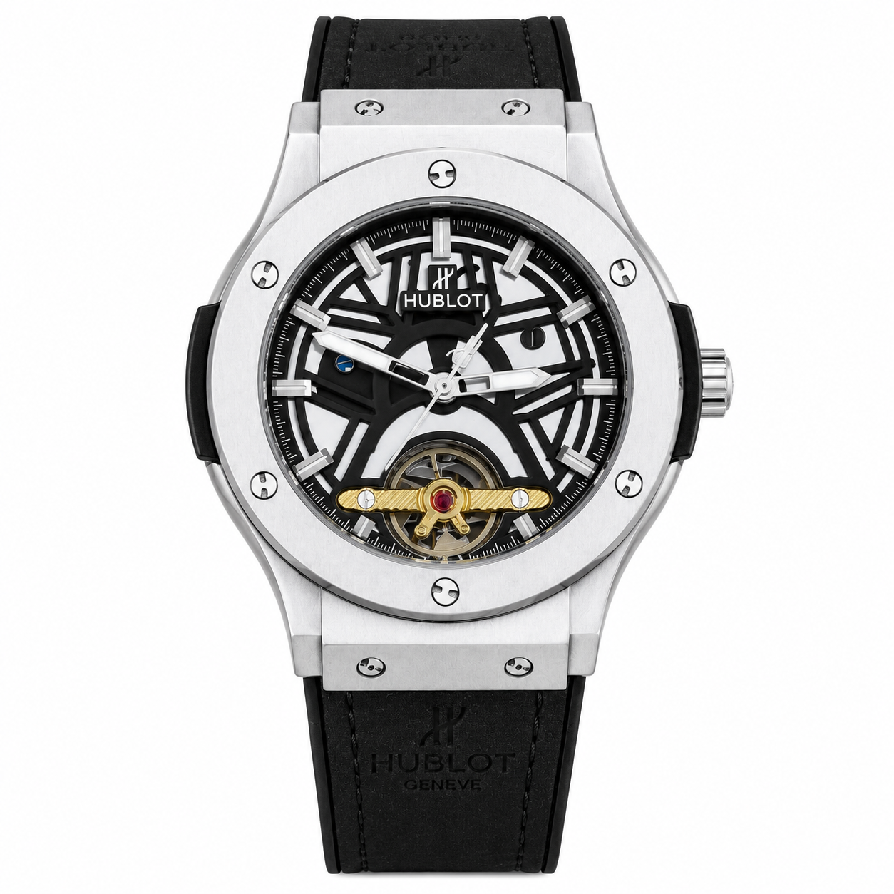 HB - 03 Skeleton Tourbillon Automatic Watch | Hublot Style | 6 Colors | Back Glass | Free Box