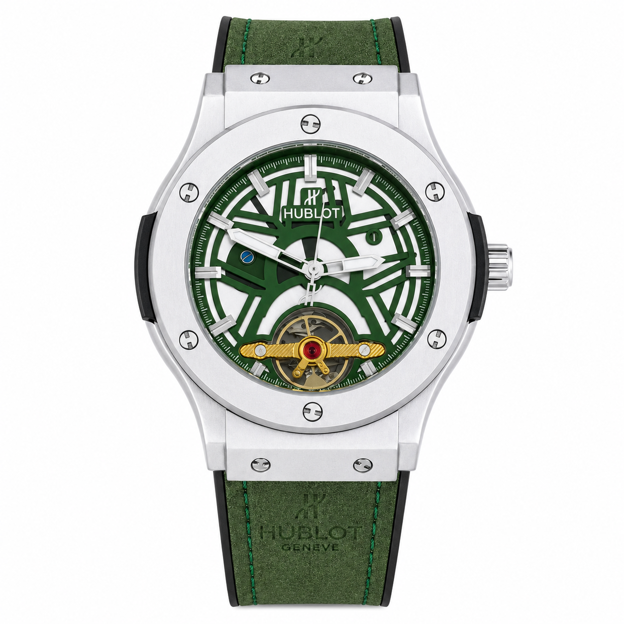 HB - 03 Skeleton Tourbillon Automatic Watch | Hublot Style | 6 Colors | Back Glass | Free Box