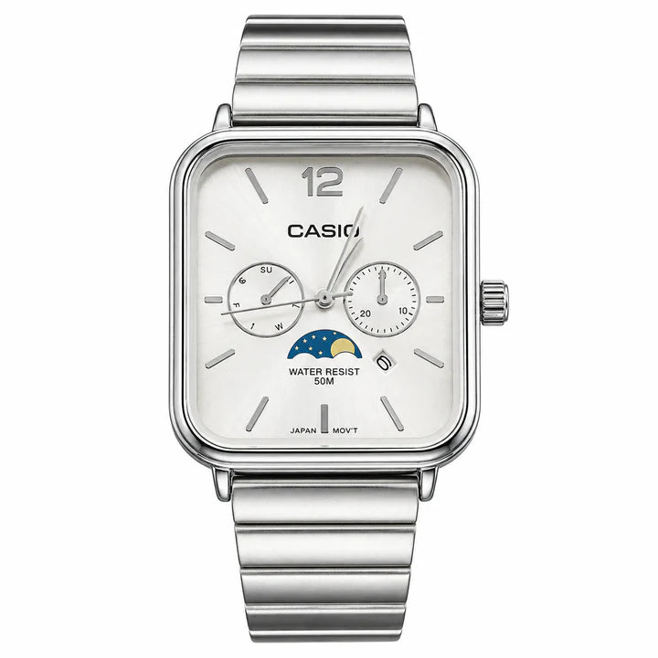 Casio A963 Multifunction Watch | Rose Gold Square Dial | Day Date Moon Phase | Water Resistant 50M