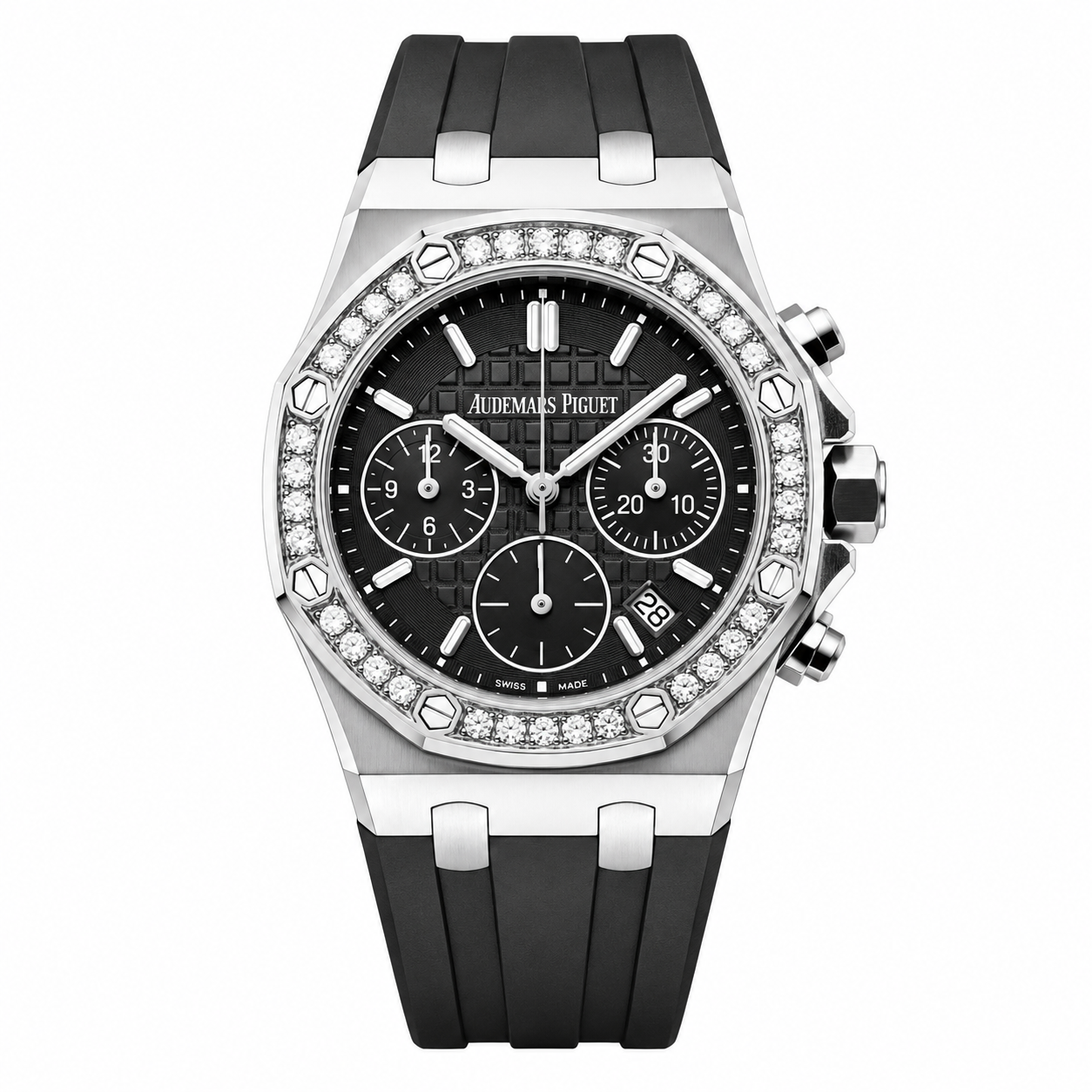 AM - 03 Royal Oak Offshore Lady Chronograph – Diamond Bezel & Rubber Strap