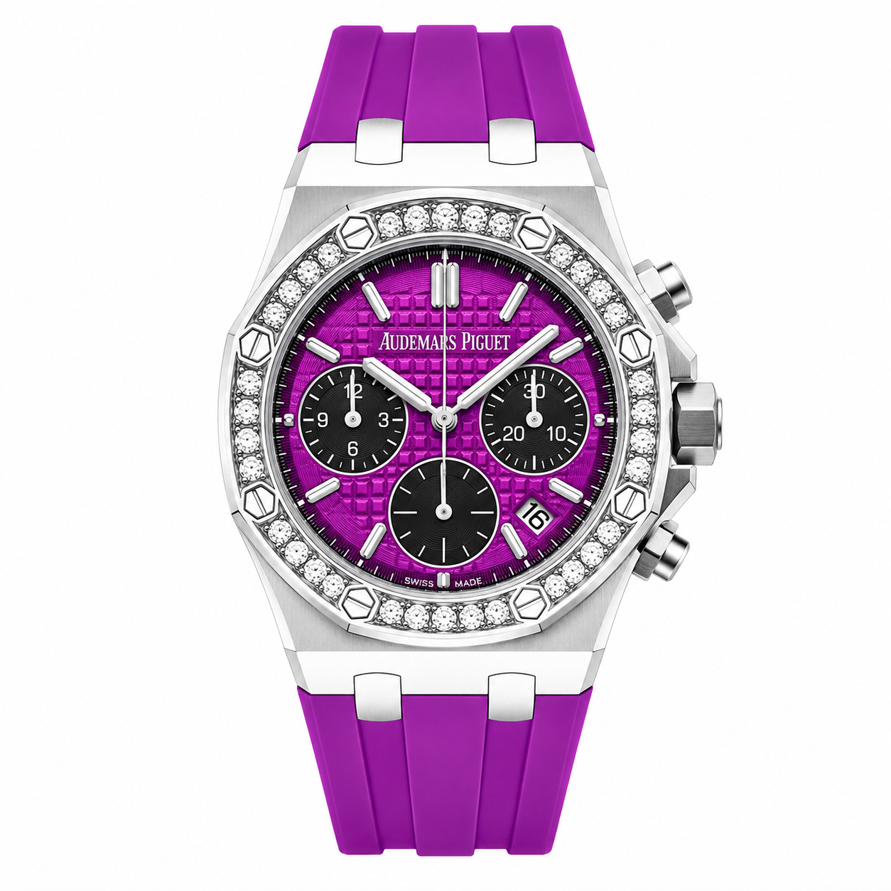 AM - 03 Royal Oak Offshore Lady Chronograph – Diamond Bezel & Rubber Strap