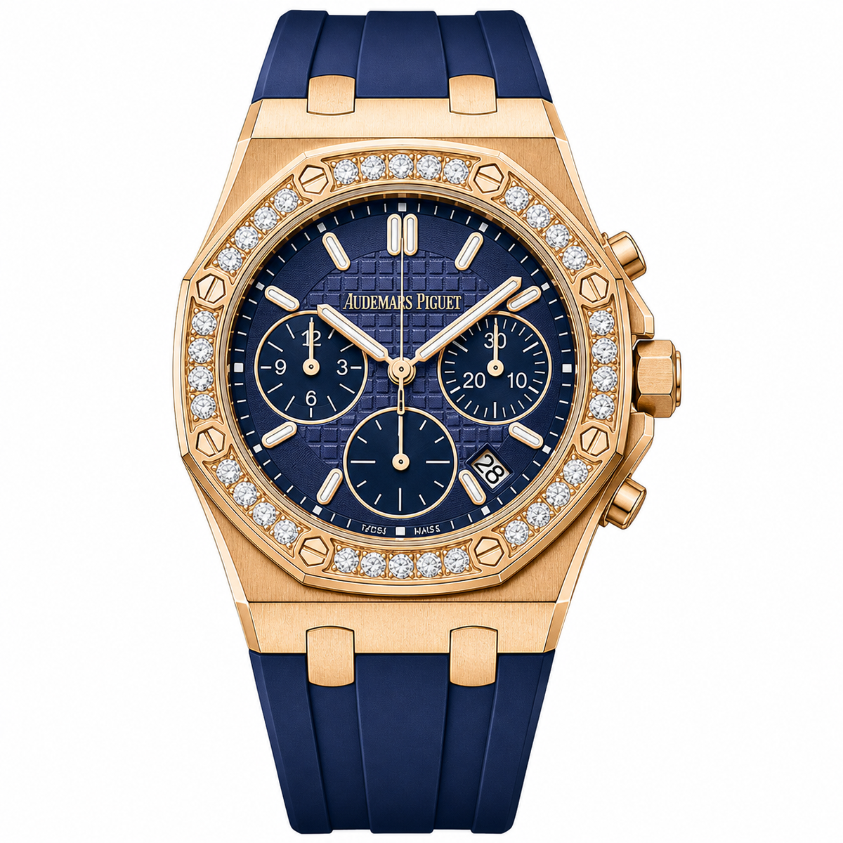 AM - 02 Royal Oak Offshore Ladies Chronograph – Blue Dial | Rose Gold | Diamond Bezel