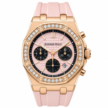 AM-07 Royal Oak Offshore Ladies Chronograph – Pink Dial | Rose Gold | Diamond Bezel