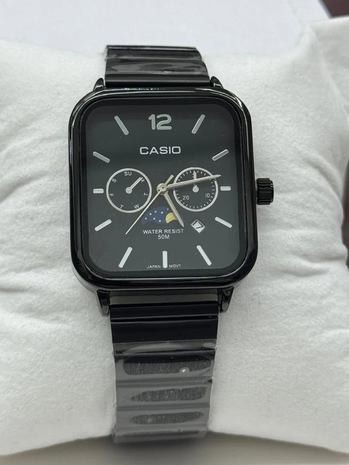 Casio A963 Multifunction Watch | Rose Gold Square Dial | Day Date Moon Phase | Water Resistant 50M