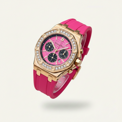 Am-08 Royal Oak Offshore Ladies Chronograph – Hot Pink Dial | Rose Gold | Diamond Bezel