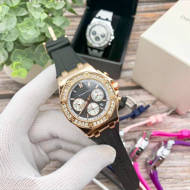 AM - 03 Royal Oak Offshore Lady Chronograph – Diamond Bezel & Rubber Strap