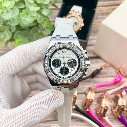 AM - 03 Royal Oak Offshore Lady Chronograph – Diamond Bezel & Rubber Strap