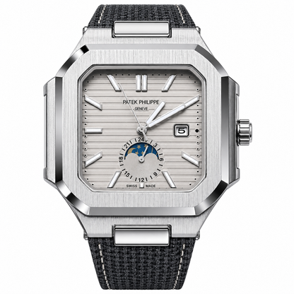 PP - 04 Nautilus Square Moon Phase Complication – Steel & Black DLC | Multiple Dial & Strap Options
