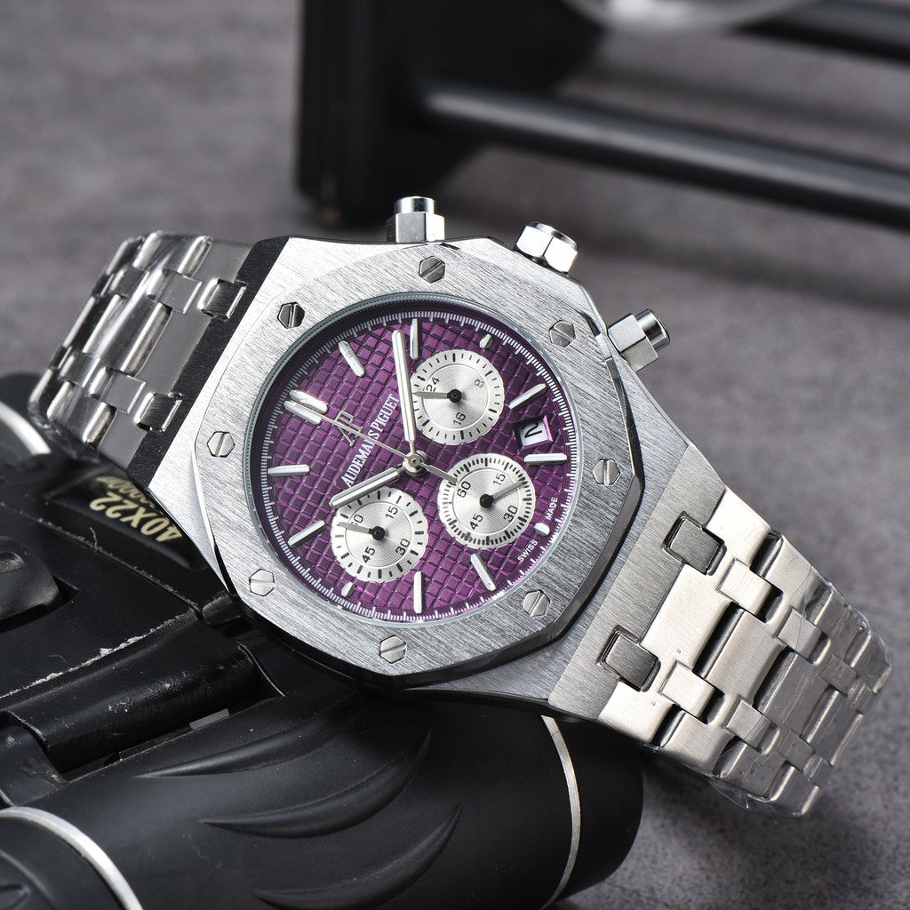 AM-05 Quartz Watch – 42mm Stainless Steel Dial, Nylon Strap, Auto Date