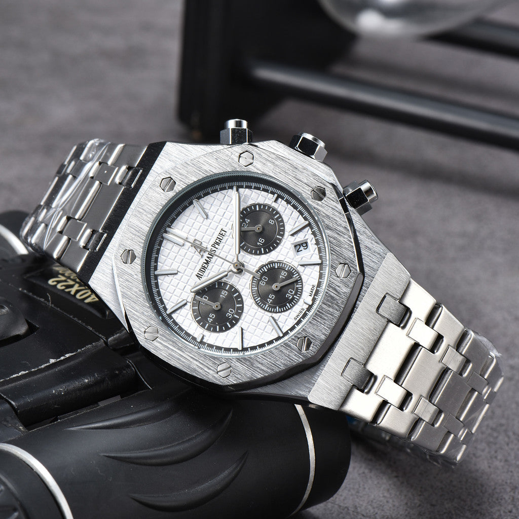 AM-05 Quartz Watch – 42mm Stainless Steel Dial, Nylon Strap, Auto Date