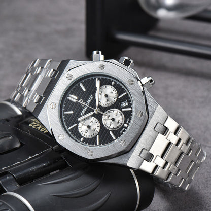 AM-05 Quartz Watch – 42mm Stainless Steel Dial, Nylon Strap, Auto Date