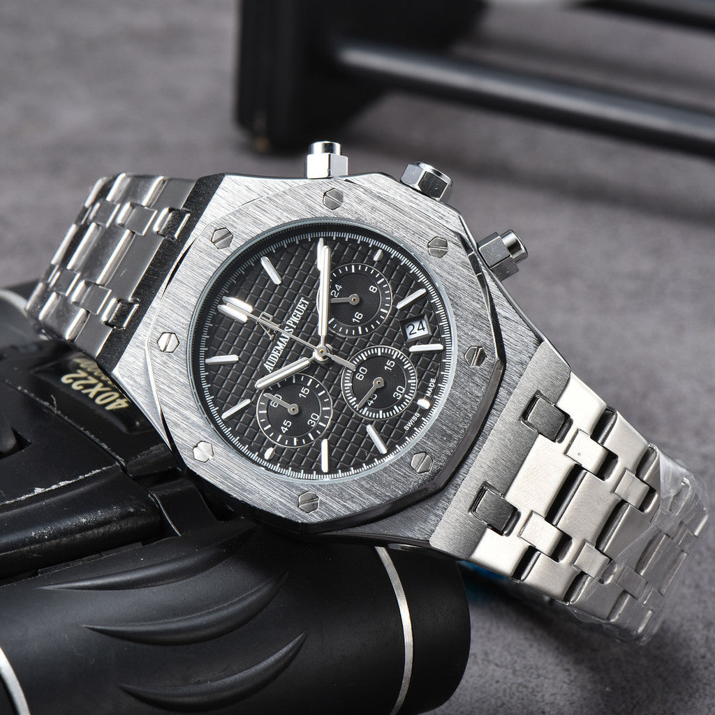AM-05 Quartz Watch – 42mm Stainless Steel Dial, Nylon Strap, Auto Date