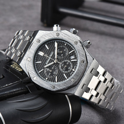 AM-05 Quartz Watch – 42mm Stainless Steel Dial, Nylon Strap, Auto Date
